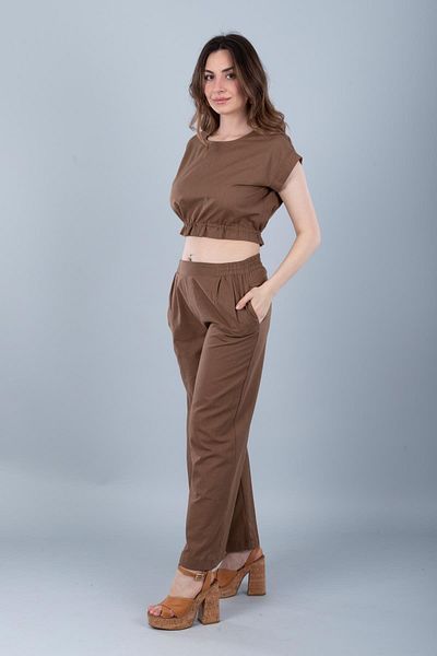 Bonitas Beachwear Βαμβακερό Crop Καφέ