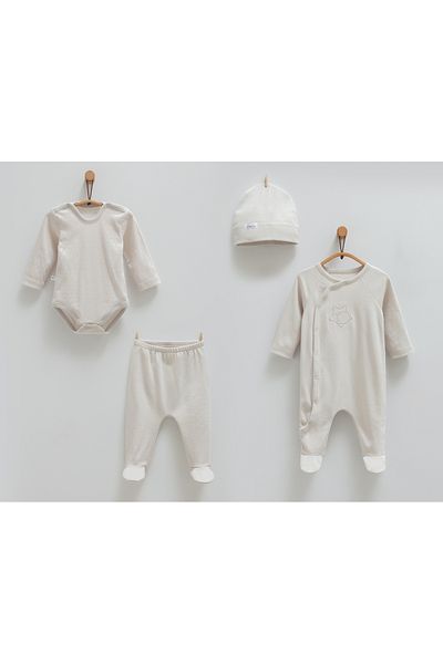 Caramell Little Emu Cute Bear 4-Piece Bodysuit Set