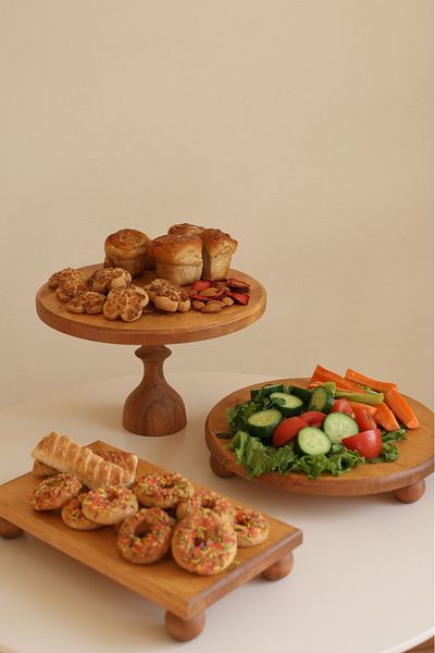 justwood 3 Pieces 29/17 cm Mummy, 29 cm Risus and 17X30 cm Risus Wooden Leg Cake Cookie Presentation Serving Plate