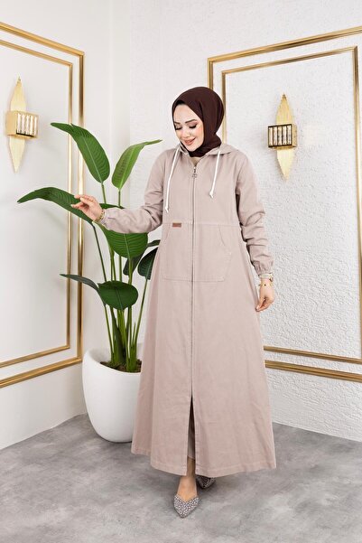 HARMAN BUTİK ΓΥΝΑΙΚΕΙΟ ΚΑΠΑΚΙ GABARDIN ΒΑΜΒΑΚΙ ΜΕ ΚΟΥΚΟΥΛΑ ΜΕ φερμουάρ