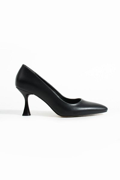Güllü Shoes "Black Vegan Leather 7cm Thin Heels Memory Pad Pointed Toe Daily Office Evening Dress Stiletto"