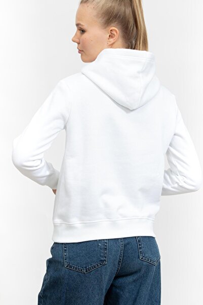 Calvin Klein White Women's MONOLOGO REGULAR HOODIE Sweatshirt