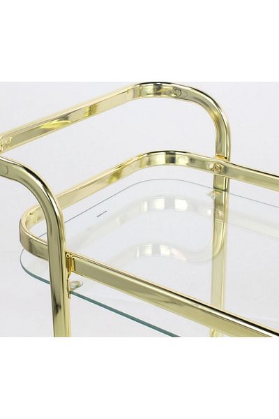 private house Taiwanese gold steel glass tea cart