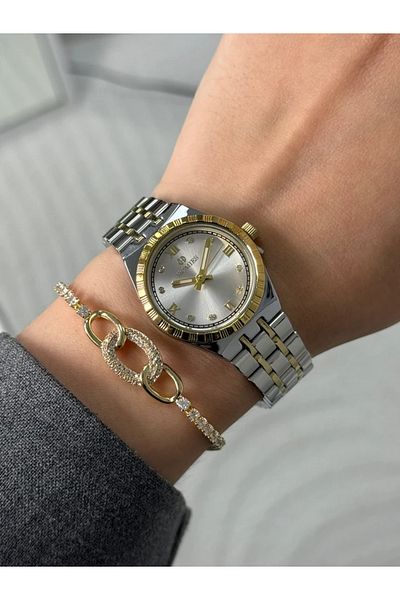 Homies Guaranteed Premium Women's Wrist Watch Gold-Silver (White Dial) Rshms-177