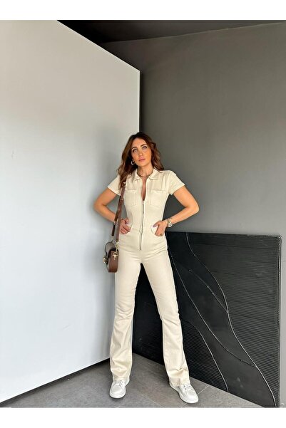 Zerrincan Giyim Taş Fermuarlı Likralı Premium Tulum