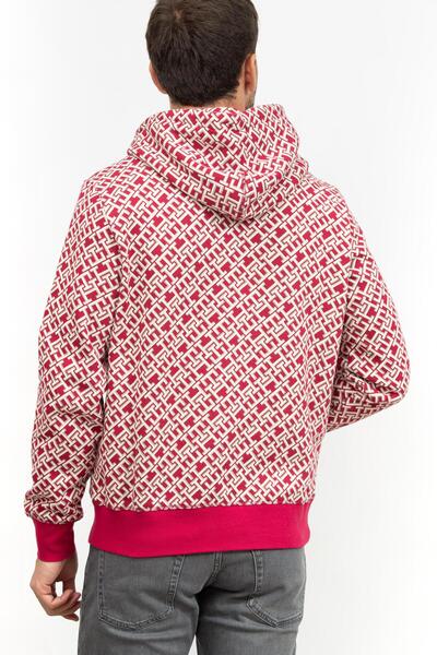 Tommy Hilfiger Aop Monogram Erkek Kapüşonlu Sweatshirt