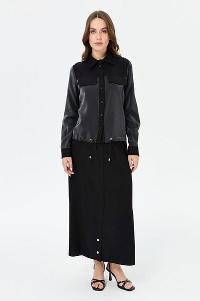 Esswaap Double Pocket Detailed Skirt Suit Black