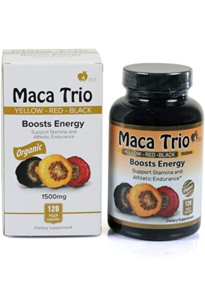 Maca Trio مزيج من كبسولات الجذور العضوية السوداء والحمراء والصفراء - 1500 ملغ...