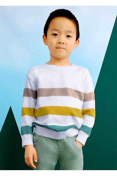 MAYORAL Boy's Striped Sweater Ecru-Yellow 3366