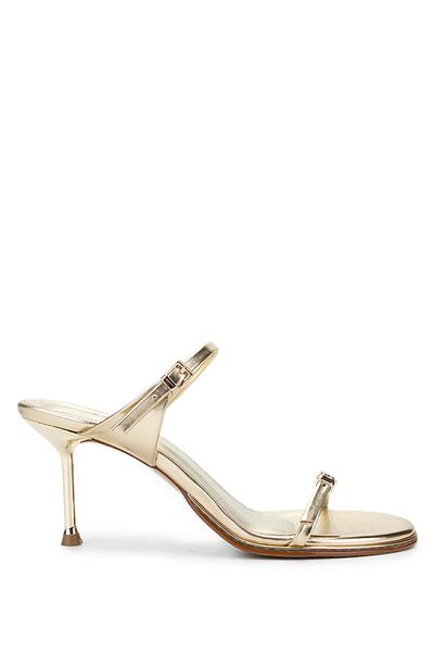 Tamer Tanca Women's Genuine Leather Gold Heeled Slippers