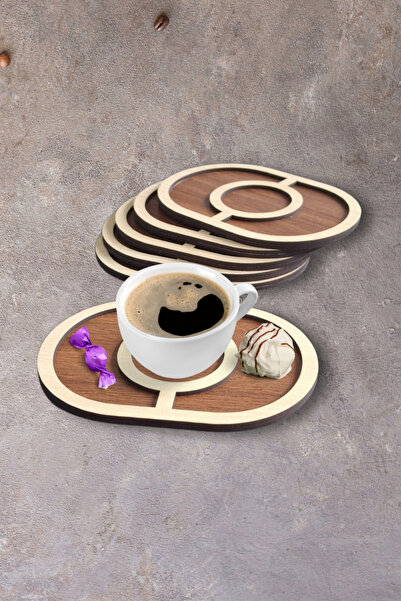 Kutaydan 6 Pieces Wooden Laser Cut Cups and Coffee Coasters