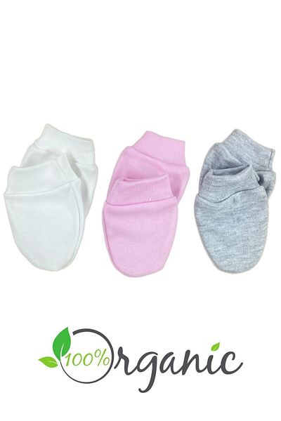 Miniel Newborn Cotton Baby Gloves Set of 3 - Pink