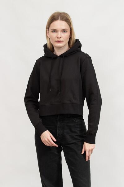 Calvin Klein Dámská černá mikina s dlouhým rukávem - Pohodlná, Logo značky J20J 224691 -Beh