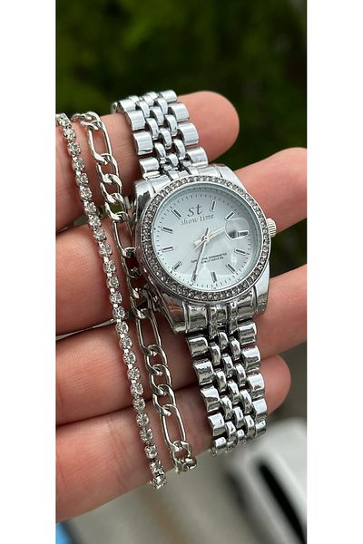 Show Time Steel Women's Wristwatch + Bracelet with Gift