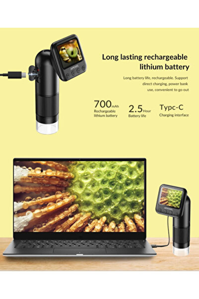 APEXEL 800X Dijital Mikroskop - 2" LCD Ekranlı Elde Taşınabilir Madeni Para, Pul, Mücevher İncelemesi için