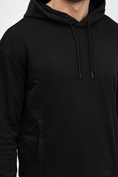 Calvin Klein Mix Media Nylon Interlock Erkek Kapüşonlu Sweatshirt