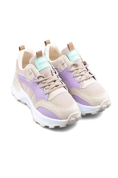 Lambırlent LAMBIRLENT 9927 Snekaer Spor Ayakkabı KREM_KUM_LİLA