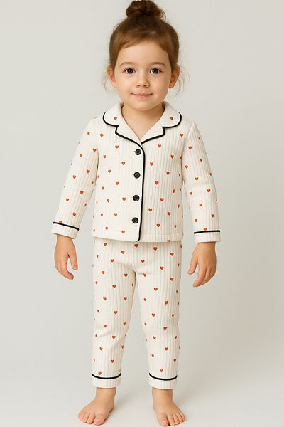 Beren Kids Heart Baby Girl's Bottom Top 2-Piece Pajamas Set - Black and White