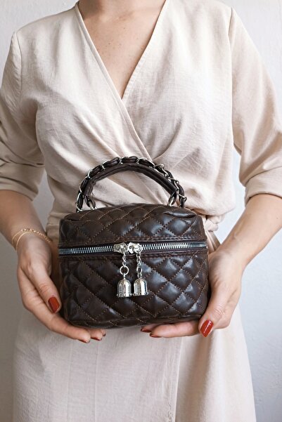 Glemix Leslie Acı Kahve Kadın Kutu Omuz Çantası