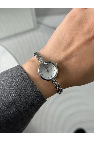 RoseandRoses Janice New Season Thin Cord Women's Wristwatch Silver (White Dial)