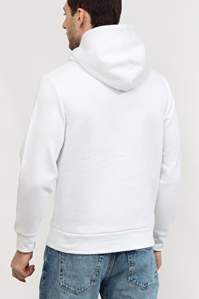Calvin Klein Erkek Kapşonlu Yaka Regular Fit Pamuklu Uzun Kollu Beyaz Sweatshirt K10K114338-YAF