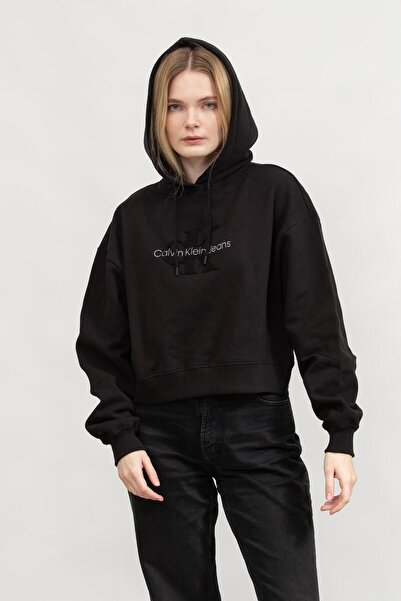 Calvin Klein CHENILLE MONOLOGO HOODIE Dámská ČERNÁ mikina J20J224170-BEH