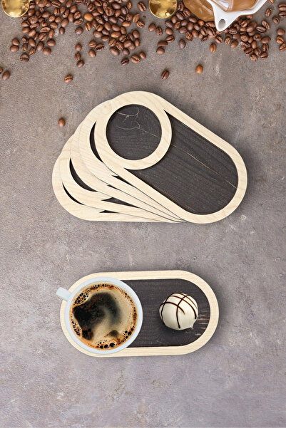 Kutaydan 6 Pieces Wooden Laser Cut Cups and Coffee Coasters