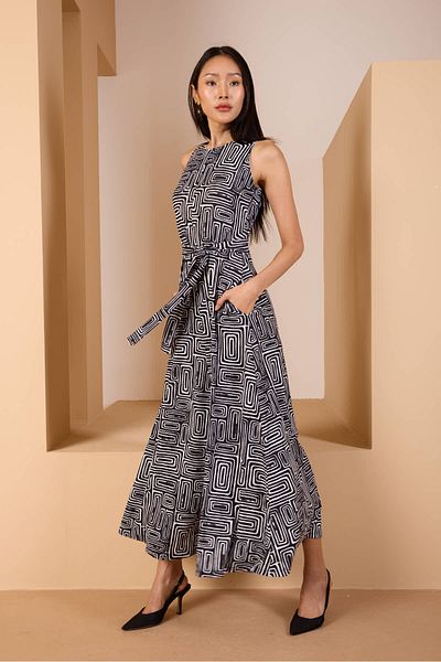 ESPOİRPLUS White Patterned Spanish Belted Wide Leg Jumpsuit with Pockets