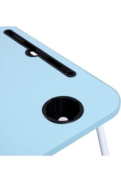 BUNCA Portable Foldable Laptop Table for Bed with Cup Holder for Working, Eating, and Writing, Light Blue