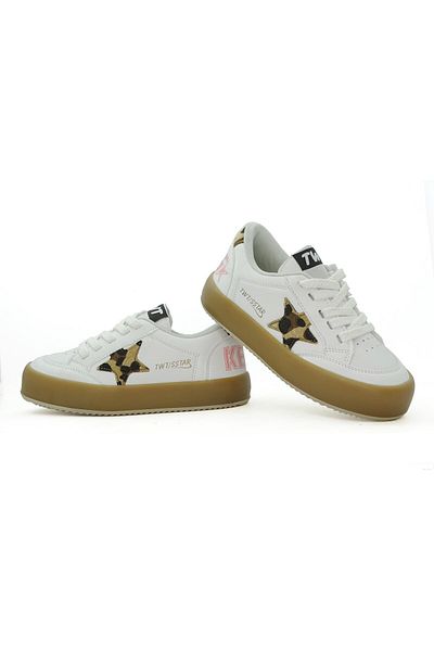 LETAO Twt / Sstar White Leopard Pantofi sport pentru fete cu bandă velcro
