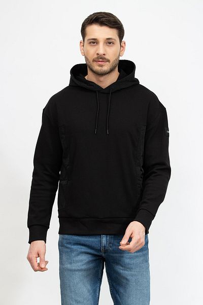 Calvin Klein Mix Media Nylon Interlock Men's Hooded Sweatshirt
