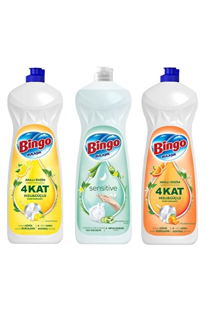 Bingo Bulaşık Deterjanı 650 ml x 3 Limon - Sensitive - Mandalina