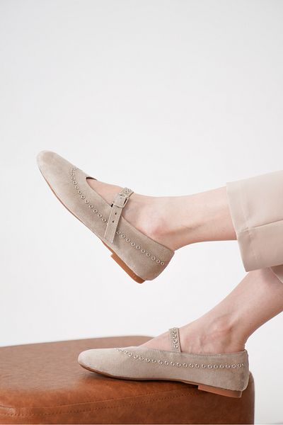 Moda Değirmeni Pantofi de balet clasici cu talpă plată pentru femei Skin Suede MD1165-111-0001