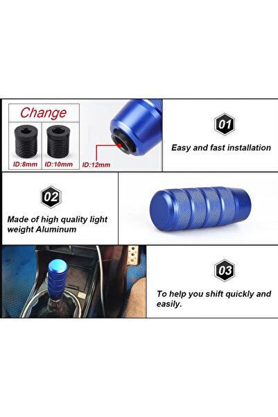 MEGAHAWK Blue Linkage Gear Shift Knob Metal-9.5Cm Colorful Stylish Design for...