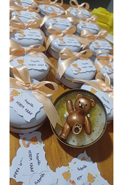 Opulent Accessories Teneke Kutu tedyy Mum15adet,yenidogan Hediyelik,bebek Mev...