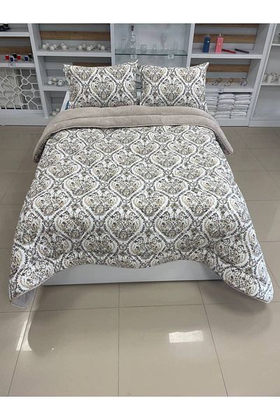 Sudemhome Double Double Sided Luxury Welsoft Elite Quilt Soft Fleece Quilt and Pillow Case Aksu Beige