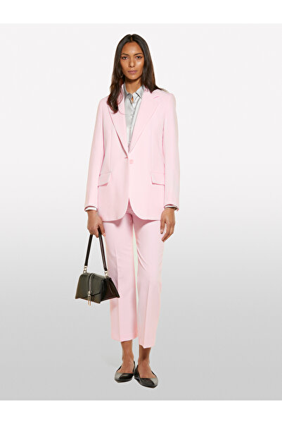 Sisley Women's Light Pink Viscose Blended Slim Fit Jacket with Back Slit