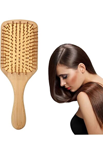 LA PERLA TECH فرشاة شعر - فرشاة مجداف خشبية من الخيزران لفك تشابك الشعر للنسا...