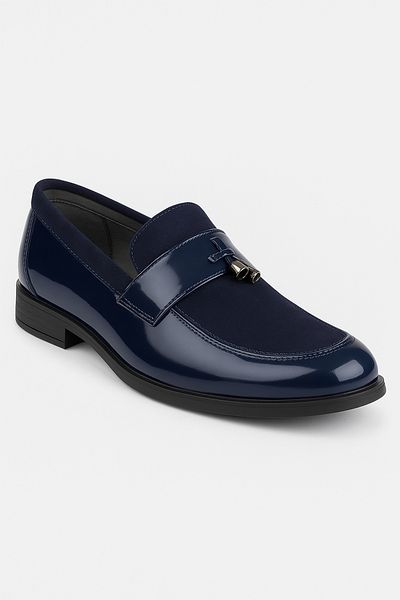 İsse Boys' Suede and Patent Leather Classic Loafer Shoes