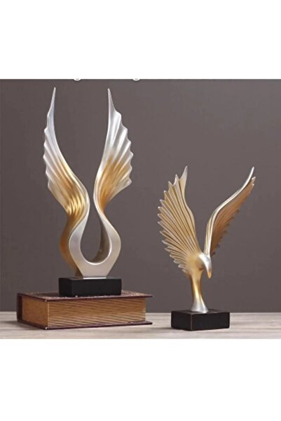 Dekoromi Dekoratif Modern Kanat Kartal Heykeli (44X22CM) 2 ADET
