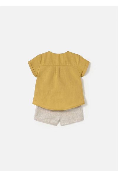 MAYORAL Baby Boy Linen Shirt Shorts Set Yellow 1211