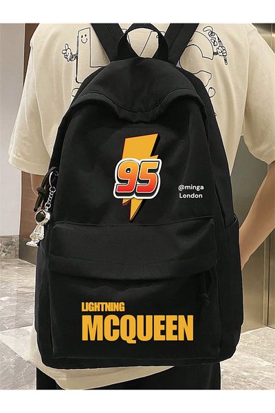 Minga London Black Lightning Mcqueen 95 Printed School, Τάξη, Σακίδιο πλάτης με στάμπα μαθημάτων -Minga London