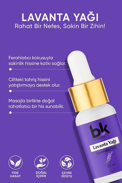 BK COMPANY Lavender Oil 100% Pure - Calmness, Radiance and Natural Elegance Serum 20 ml