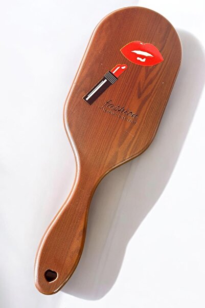 tarak Βούρτσα/χτένα μαλλιών με ξύλινη εμφάνιση καφέ μεικτής φιγούρας