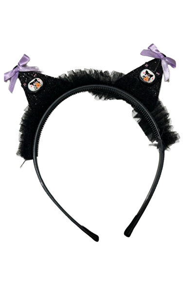 BalonKasaba Kuromi Karakterli Tüllü Simli Mor Siyah Çocuk Taç