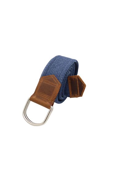 Anatolia Unisex Leather Detailed Indigo Canvas Sport Cloth Belt