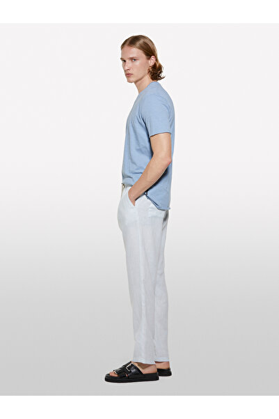 Sisley Ανδρικό μπλουζάκι Aviator Blue 100% βαμβακερό με λαιμόκοψη σε σχήμα V Slim Fit Slub T-Shirt