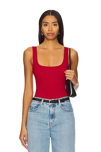 AFR CLOTHES Дамски червен двуслоен джърси боди