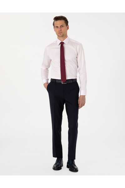 Pierre Cardin Açık Pembe Parlak Saten Slim Fit Uzun Kollu Basic Gömlek 50305127-VR078