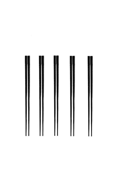 Gerhannery Set of 5 pairs of Gerhannery table serving chopsticks, fiberglass, black, 24 cm